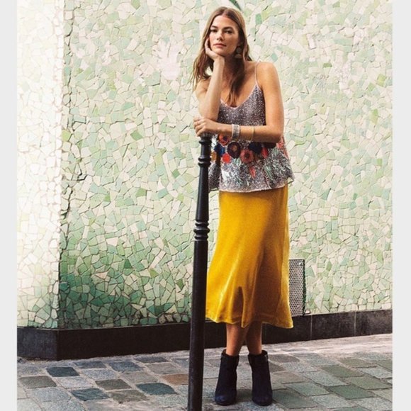 NWT Anthropologie Kelly Velvet Midi Skirt - Picture 6 of 6